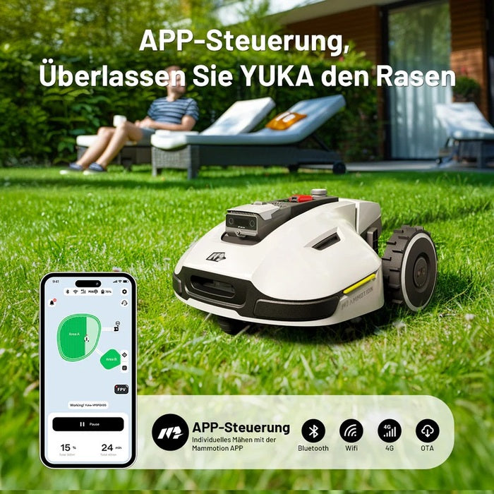 MAMMOTION YUKA 2000 Mähroboter mit Kehrmaschinen-Kit